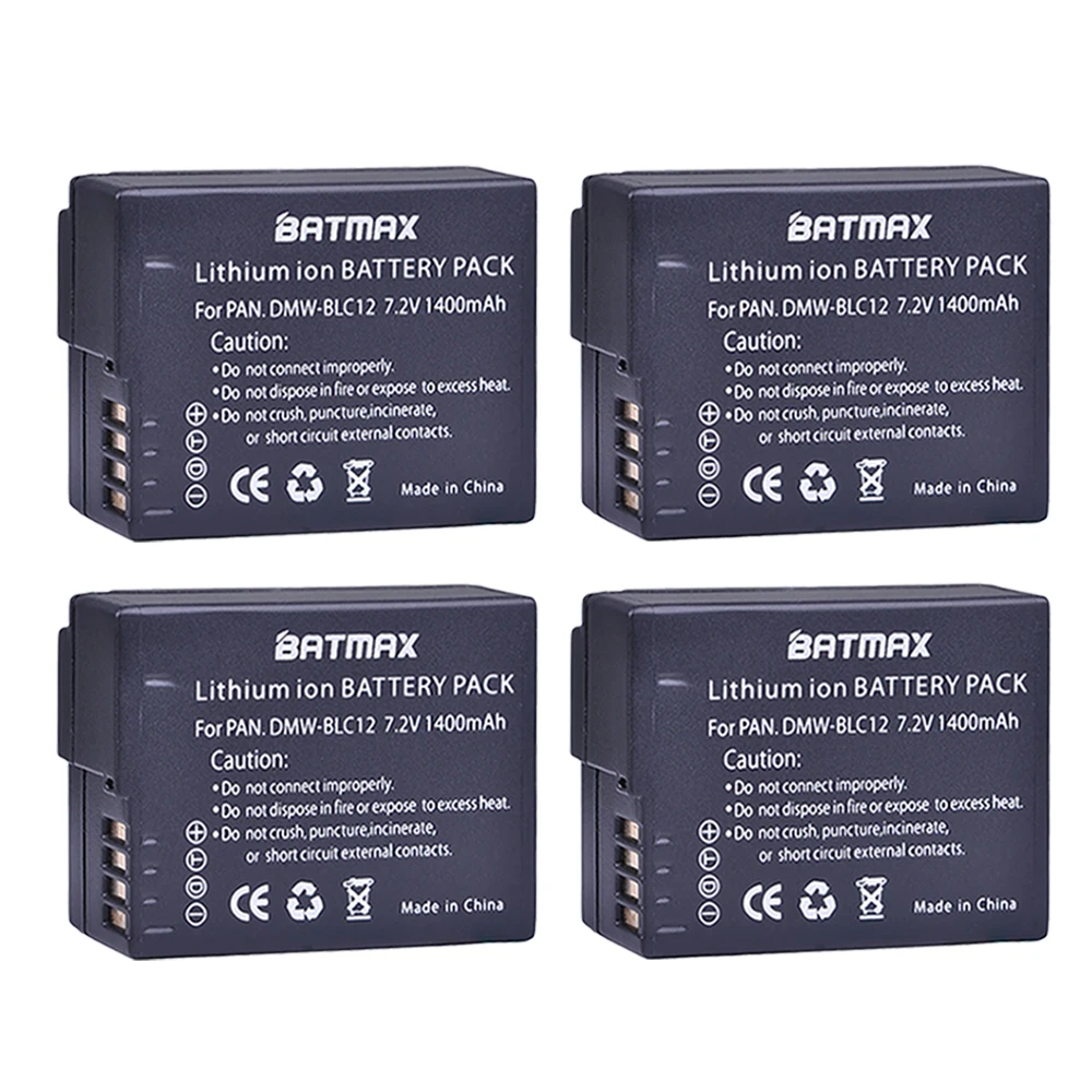 4Pcs 1400mAhDMW-BLC12 DMW BLC12 Rechargeable Battery Pack + USB Dual Charger  for Panasonic FZ1000, FZ200, FZ300, G5, G6, G7,GH2