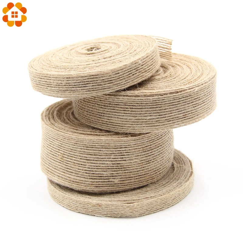 10M/Lot Jute Burlap Rolls Hessian Ribbon Lace Rustic Vintage For Home Garden Wedding Decoration DIY Ornament Burlap Supplies