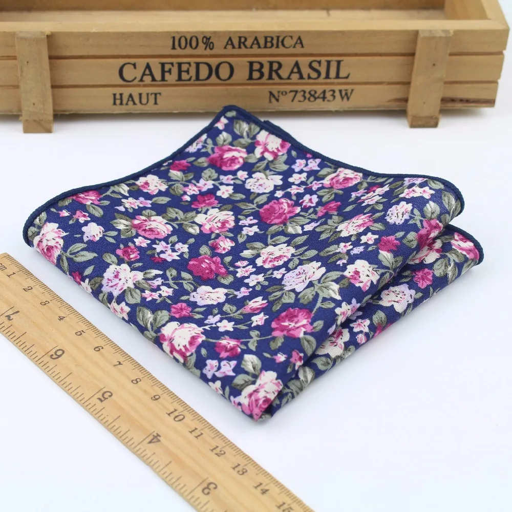 New Style Hankerchief Scarves Vintage Cotton Hankies Men's Pocket Square Handkerchiefs Rose Flower Paisley