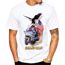 goldwing eagle American heart 3D Design t shirt,men new white Casual tee,short sleeve Breathable print tshirt