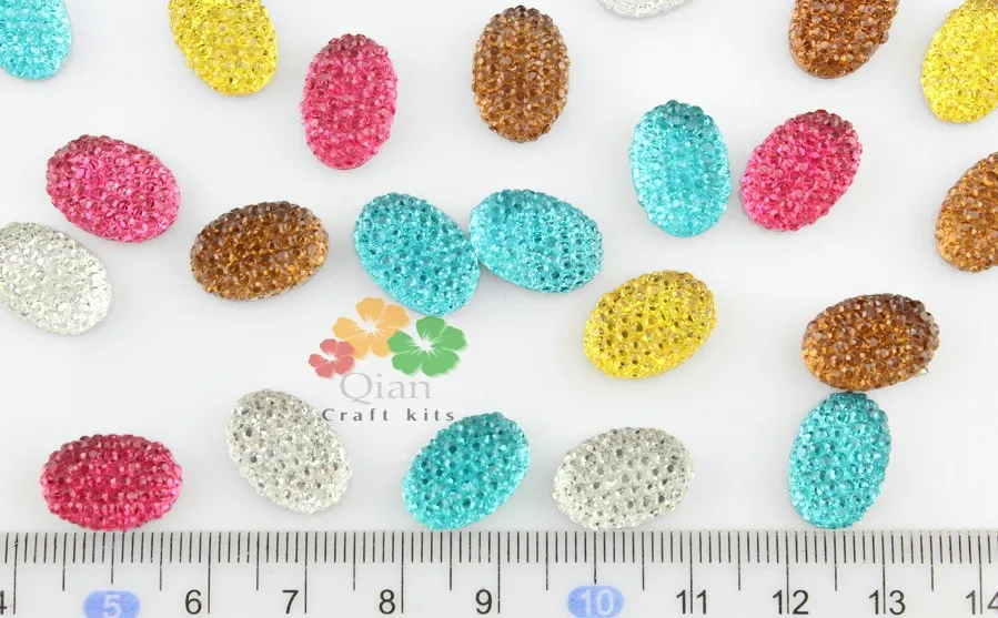 

500pcs 3D Crystal Bling gem Decoden Supplies colorful oval studded rhinestone cabochons for handmade jewelry decor 14mm