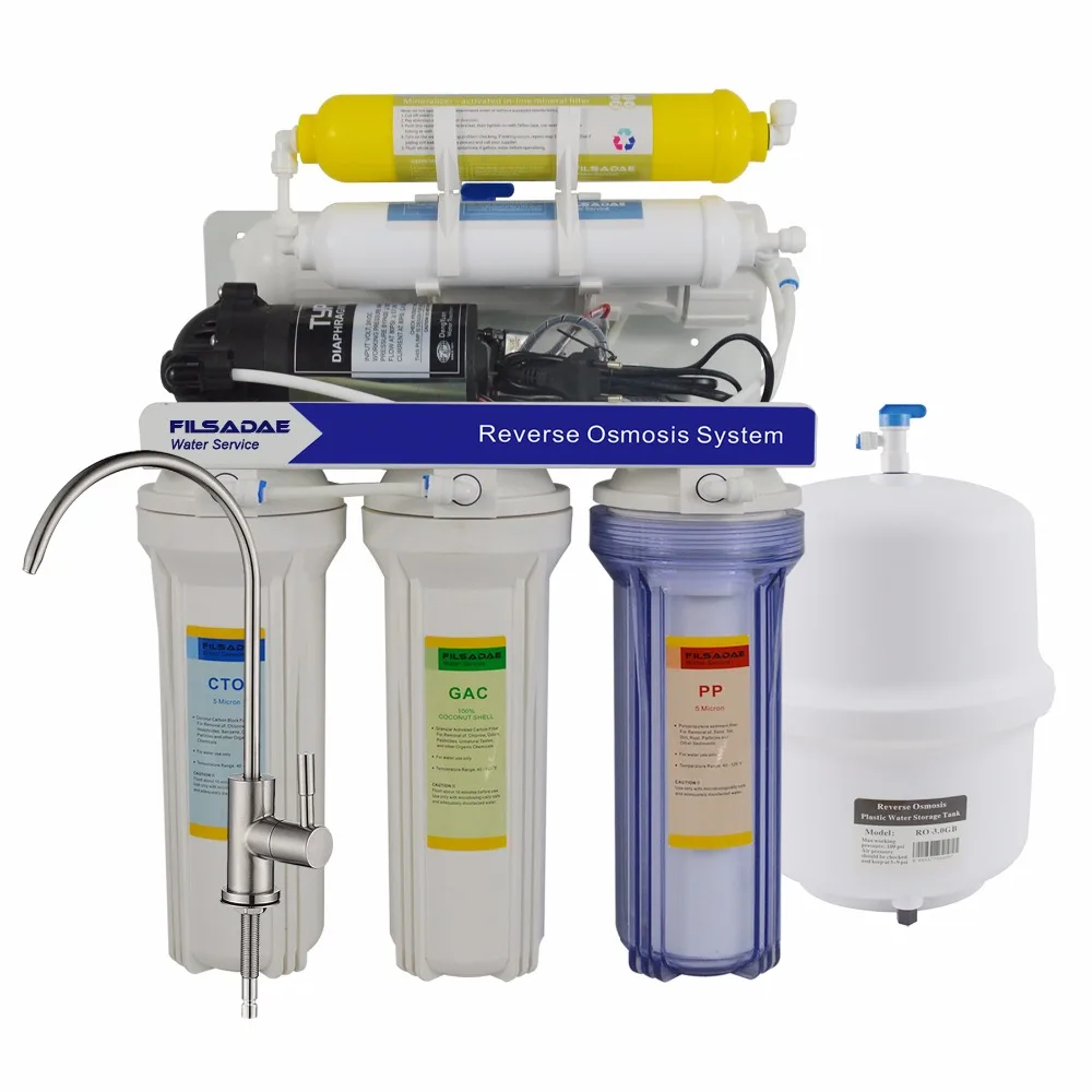 75GPD Undersink Remineralization Reverse Osmosis Filtration System, 6 Stage Household RO Mineralizing Water Filter System