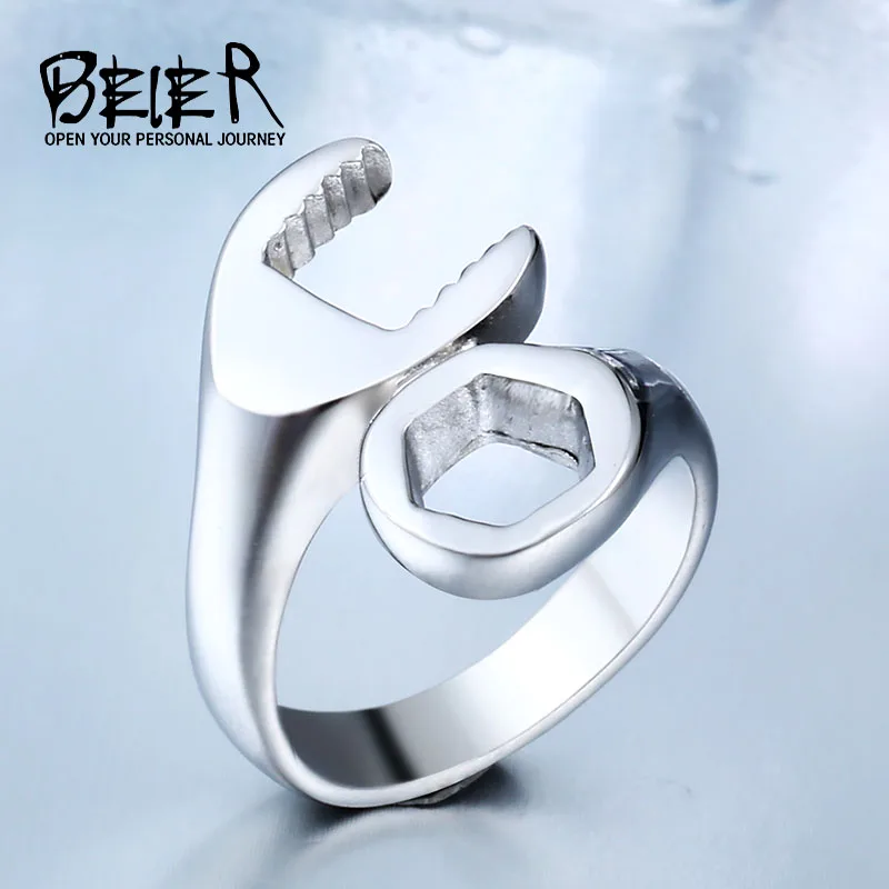 Dropshipping Hot Sale 316L Titanium Stainless Steel Punk Biker Wrench Rings Jewelry Fashion Simple Man Jewerly  BR8-021