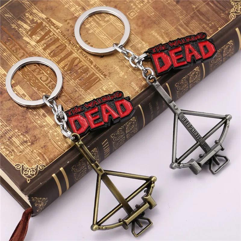 The Walking Dead Keychain Crossbow Bow and Arrow Key Chain Retro Key Ring Action Figure Cosplay Toys 3Colors