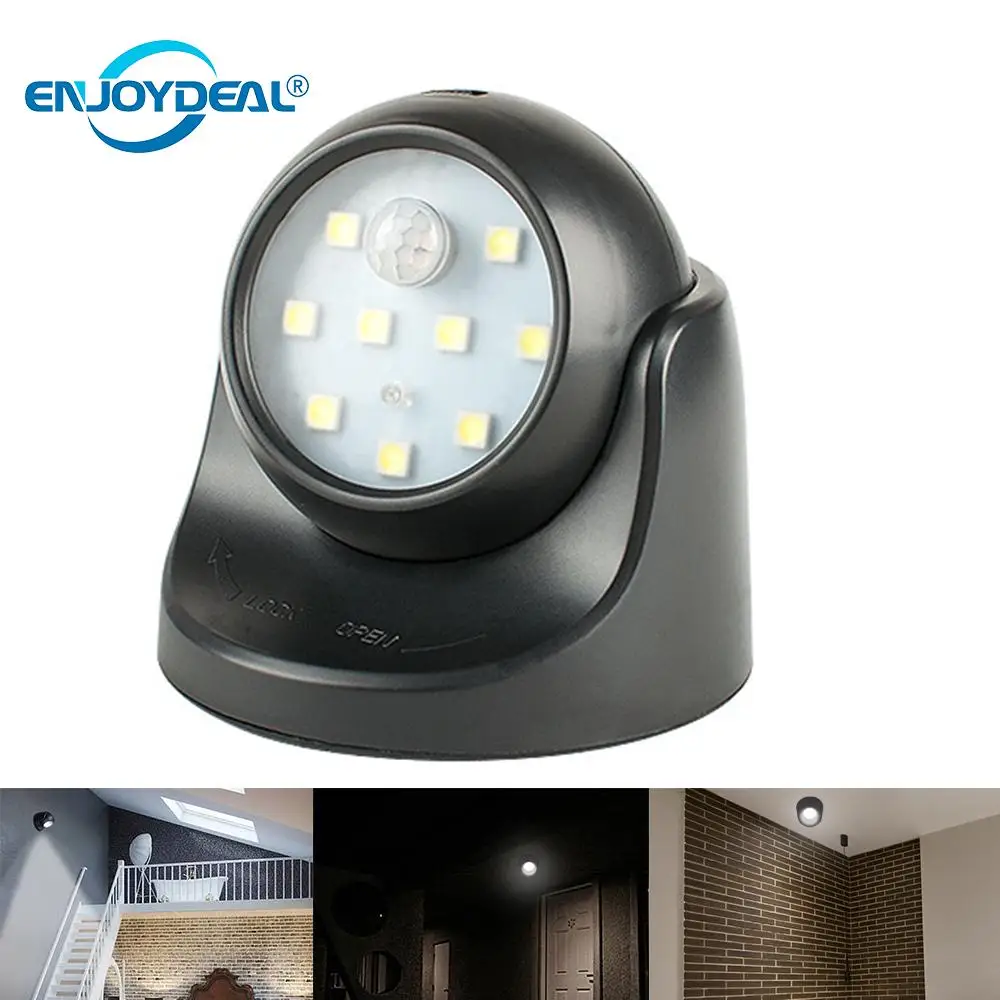 360องศา9 LED เซ็นเซอร์ตรวจจับการเคลื่อนไหว Nightlight 3โหมดผนังทางเดินกลางคืน Auto On/Off Wireless Security ตู้เสื้อผ้าห้องโถง
