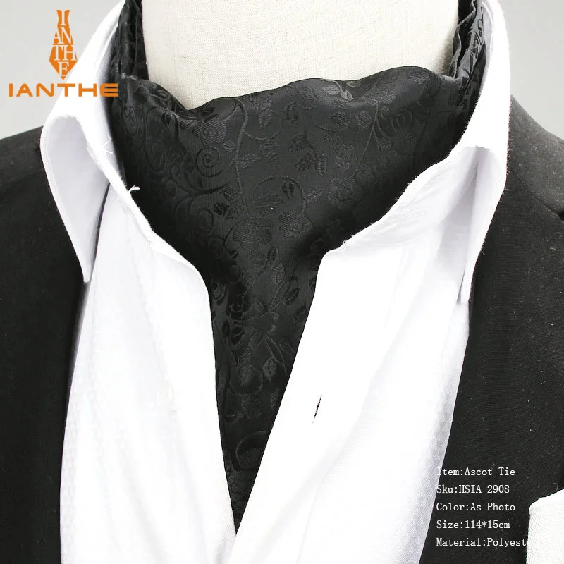 2018 Brand New Polyester Jacquard Men\'s Vintage Floral Jacquard Mens Cravats Novelty Wedding Slim Ascot Tie For Men Neckties Tie