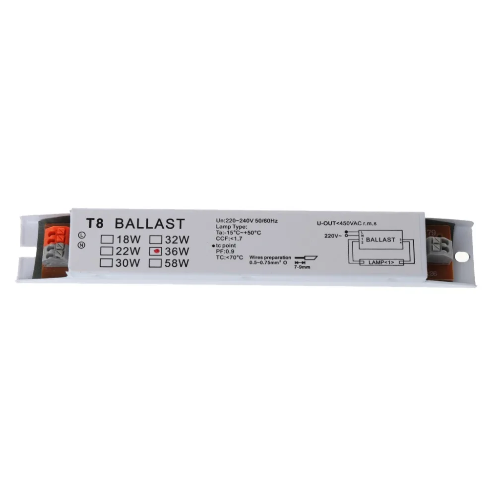 220-240V AC 36W Wide Voltage T8 Electronic Ballast Fluorescent Lamp Ballasts 