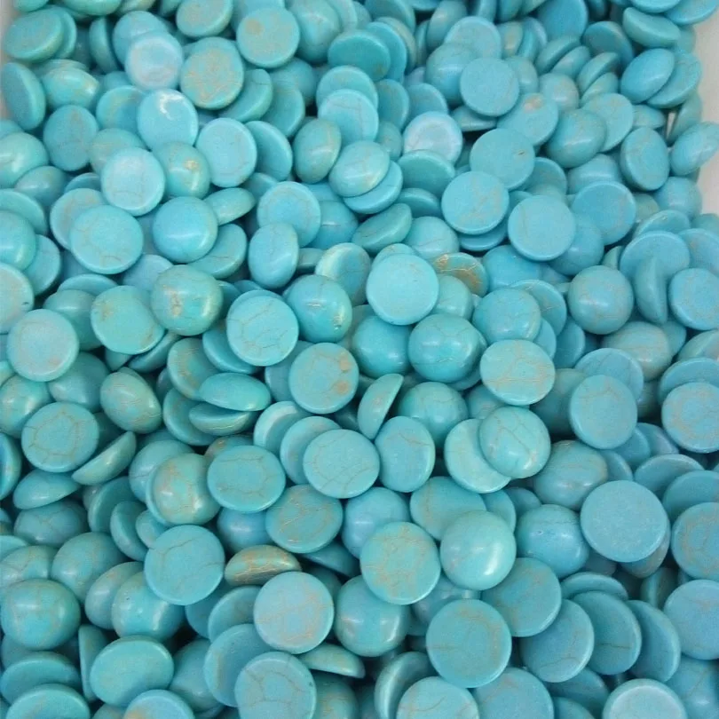 100pcs Semicircle Turquoises Beads Howlite Semi-precious Stone Dome Flat Back Cabochons Half Round 3/4/6/7/8mm