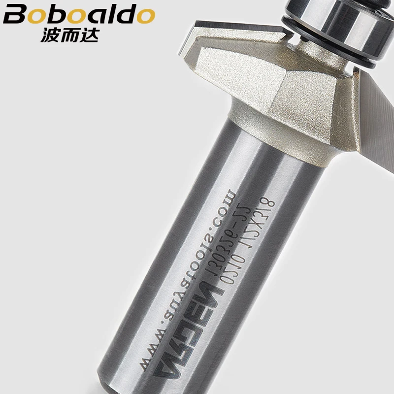 Brocas de chaflán con rodamiento de bolas CNC, 1/4, 1/2 vástago, 25 grados, para madera, doble borde, 1 unidad