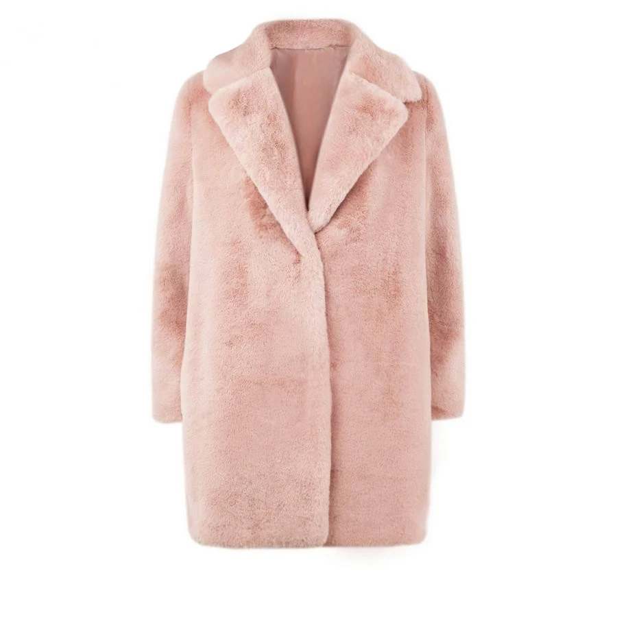 Bella Philosophy Winter 2018 Plus Size Women Pink Fur Women Coat Thick Female Coat Winter Warm Solid Women\'S Coats Jacket