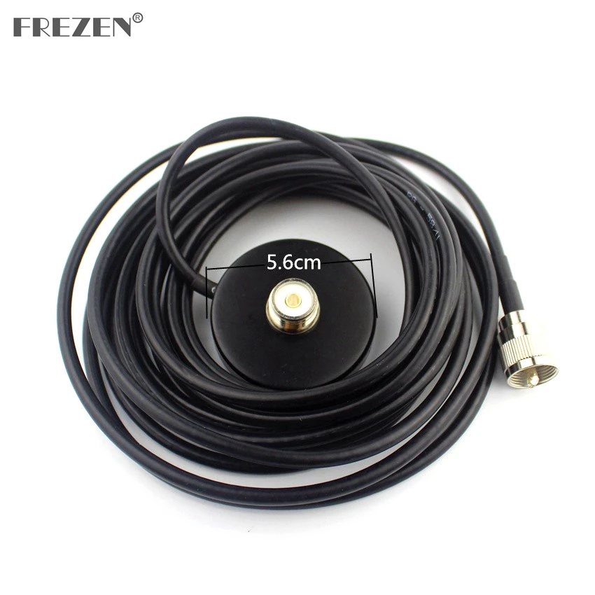 5.6CM Magnet 5M Feeder Cable Two Way Radio Magnetic Antenna Base SMA-Female A Car sucker