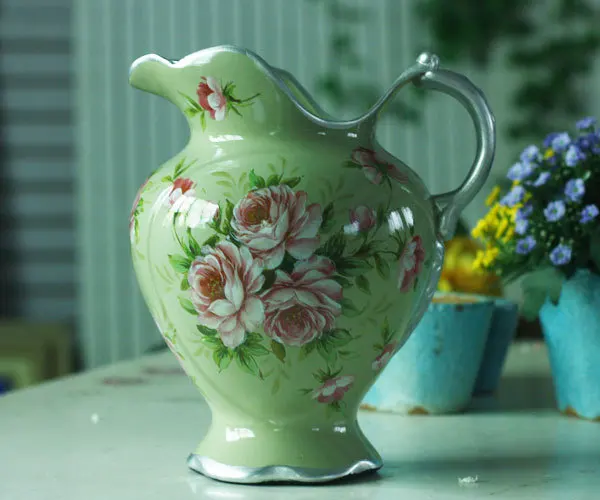 New Hot Spot wholesale fresh roses pattern hand-painted ceramic vases / flower holder / flower DV-62003