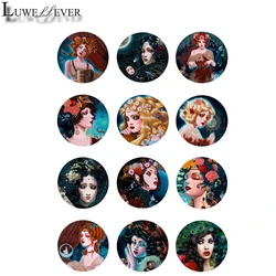 10mm 12mm 14mm 16mm 20mm 25mm 412 12pcs/lot Girl Mix Round Glass Cabochons Jewelry Findings 18mm Snap Button Charm Bracelet