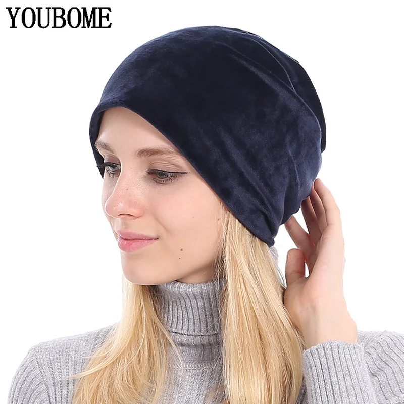 YOUBOME Beanie Hat Women Winter Hats For Women Skullies Beanies Baggy Bonnet Velvet Solid Lady Caps Autumn Female Knitted Hat