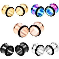 2pcs/lot Steel Single Flared Ear Flesh Tunnel and Plugs Mixed Colors Hollow Ear Gauges Expander Stretcher Piercing Body Jewelry