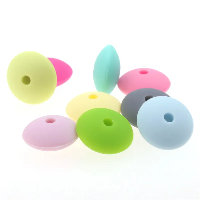 300PCS Abacus Silicone Beads For Teething Lentils Silicone Teething Beads Spacers Silicone Baby Teether Bead 12*6MM