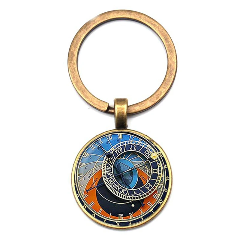 2019 new astrology clock pattern keychain retro astronomical calculate key ring friend family birthday Christmas gift souvenir