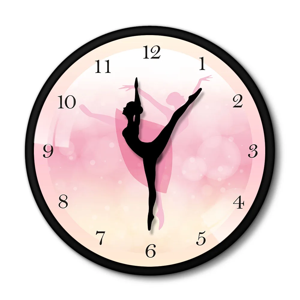 

Pink Ballerina Wall Clock With Dancing Needle Arrows Ballet Dance Metal Clock Dancing Studio Room Wall Decor Gift For Dancers