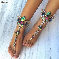 new alloy gem Bangle manufacturers exclusive design retro punk metal bracelet anklet wholesale B00030