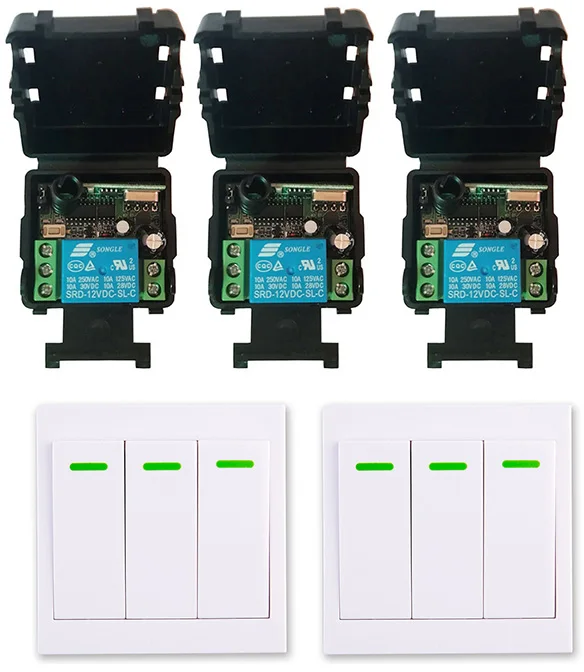 حجم صغير DC12V 24 فولت 1CH 10A جهاز ريموت كنترول لا سلكي للترددات اللاسلكية التبديل التتابع استقبال + 86 لوحة الحائط الارسال عن بعد ، 315/433.92 ميجا هرتز #2