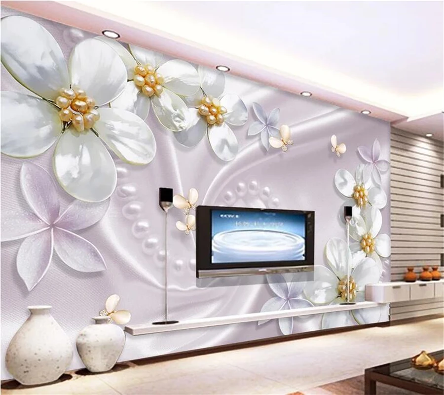 

wellyu Custom wallpaper papel de parede Luxury European Jewelry Flower 3D TV Background Wall papel tapiz carta da parati