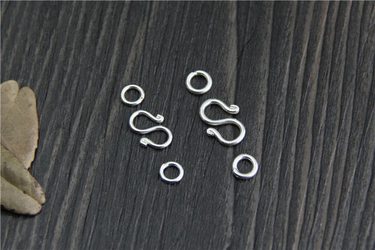 925 Sterling Silver Ornament S Clasp Hooks With Rings 7x16mm Necklace Bracelets Clasp Connectors DIY Fine Jewelry Accessories