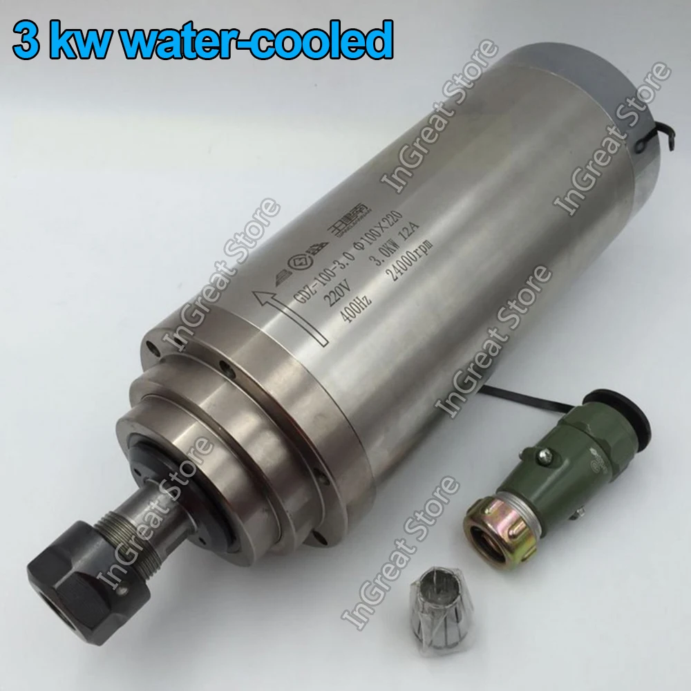 

Двигатель шпинделя с водяным охлаждением, 3 кВт, 24000X220 мм, ER20, 380 об/мин, в/в переменного тока, 3ph, для гравировального фрезерного станка, деревообработки
