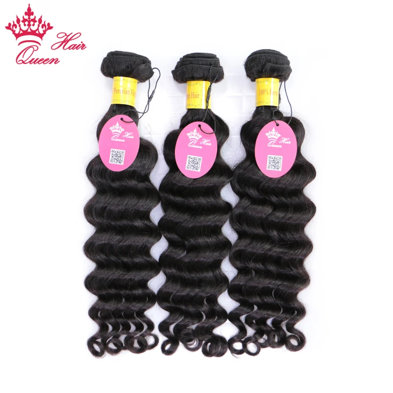 Queen Hair Official Store Peruvian Natural Wave Bundles 100% Human Weave Virgin Raw Hair Extensions Natural Color Fast Shipping