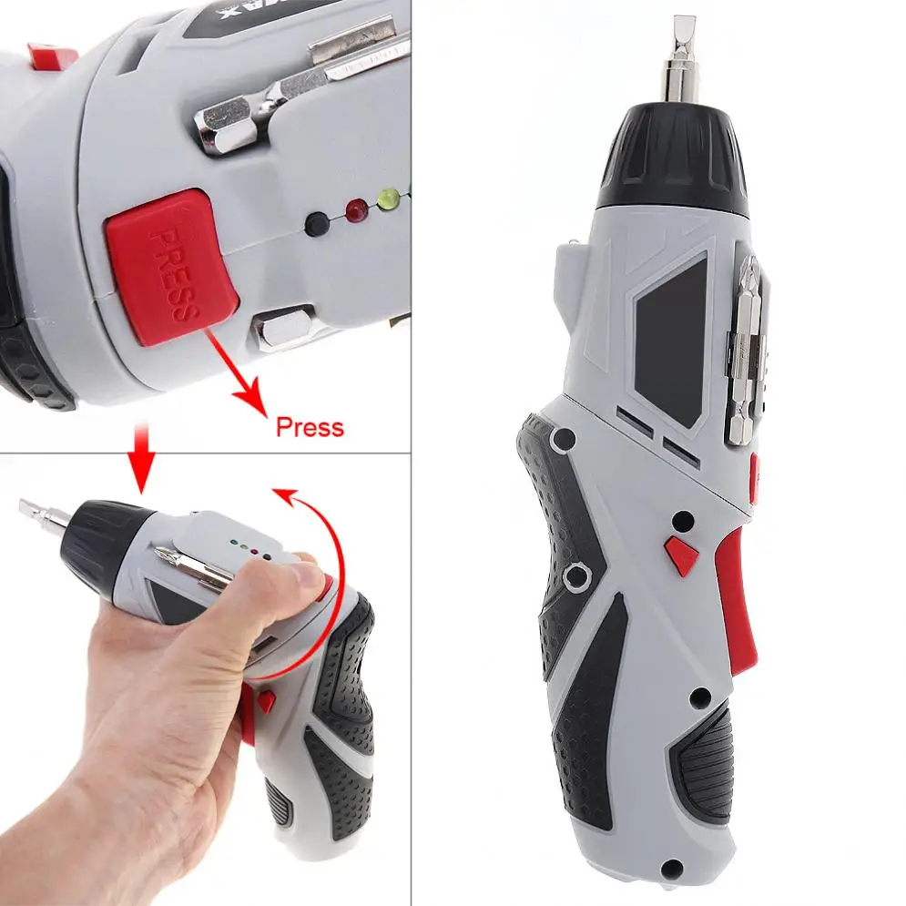 48pcs/set 4.8V Mini 220rpm 110 / 220V Rechargeable Electric Screwdriver with 90-180 Degrees Rotating Head and LED Light for DIY