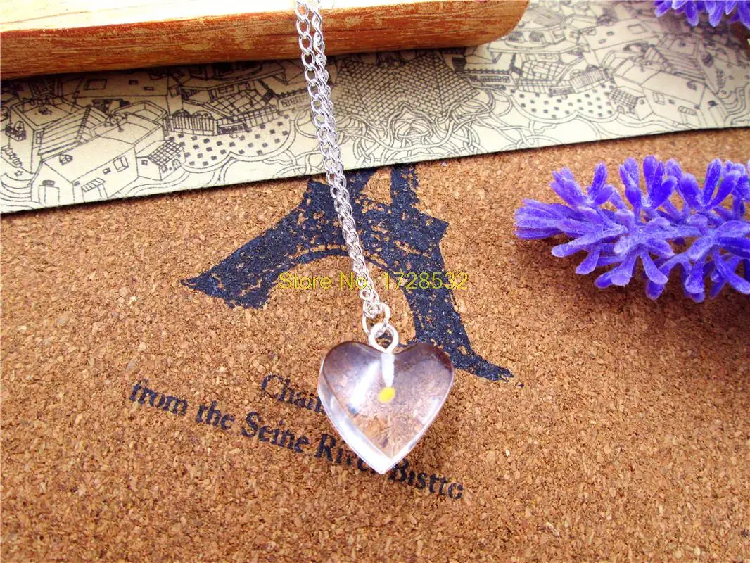 Necklace real mustard seed necklace  faith - mustard seed in heart resin  necklace