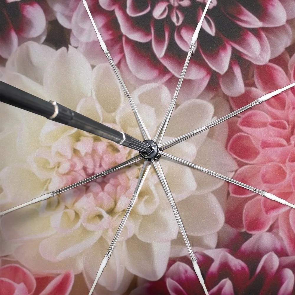 Beautiful Flower Printed Umbrella Rain Women Automatic Umbrella Three Folding Sun Protection Umbrella Male Portable Parasol