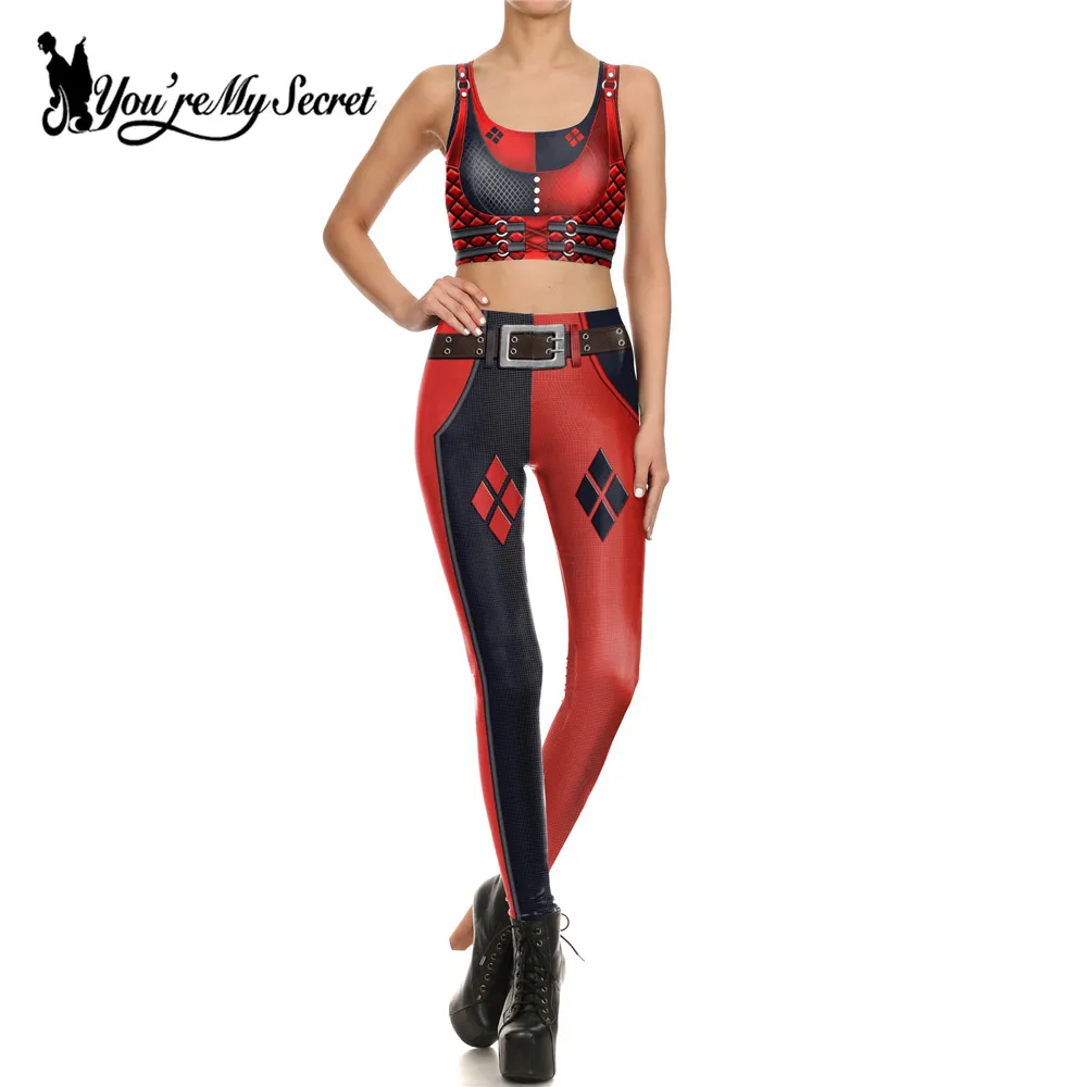 [You\'re My Secret]  Star Superhero Cosplay Costume For Women Captain Woman Croped Tops Leggings Sets