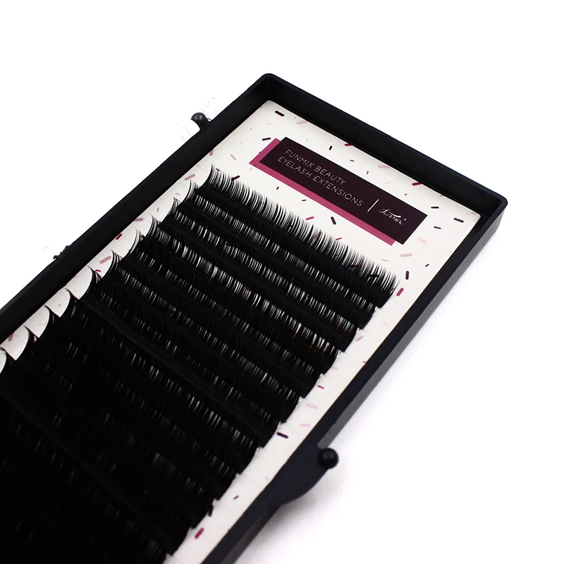 Funmix 16rows/case 7~14mm Mix in One Tray Maquiagem Cilios Natural Mink Lash Individual Eyelash Extension