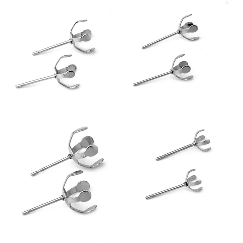 

5/6/8/10 мм 50 шт./лот бусины из нержавеющей стали серьги-гвоздики для ушей подушечки для ногтей базовые стойки Diy серьги ювелирные изделия фурнитура