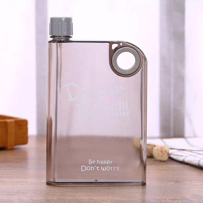 Creative new A5 ring transparent kettle outdoor portable book kettle plastic hip flask flat notebook kettle water bottles