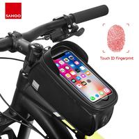 Sahoo 122053 Cycling Bicycle Waterproof Touchscreen Front Frame Top Tube Bike 6.5in Cell Mobile Phone Bag Pannier Pack