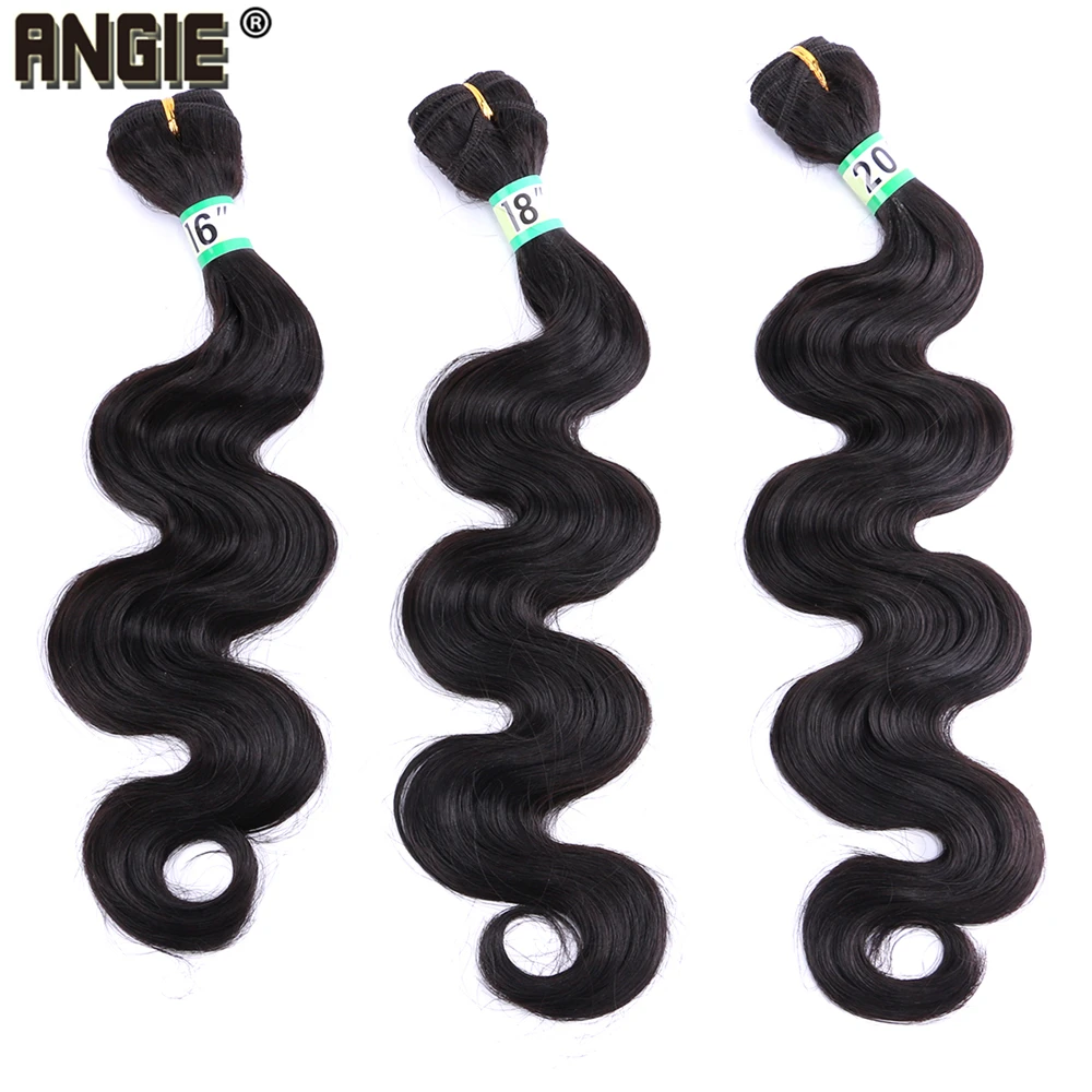 Body Wave Hair Bundles Curly สังเคราะห์ผม Weft 16 18 20 นิ้ว 3 ชุดสีดำผมผลิตภัณฑ์