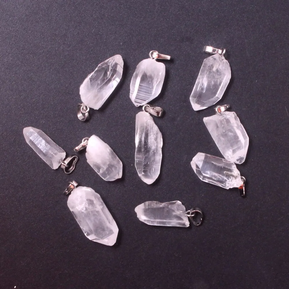 Druzy 1PC Simple Style Natural Clear Quartz Crystal Irregular Shape Pendant Fashion Trendy Semi-precious Stones Charm Jewelry