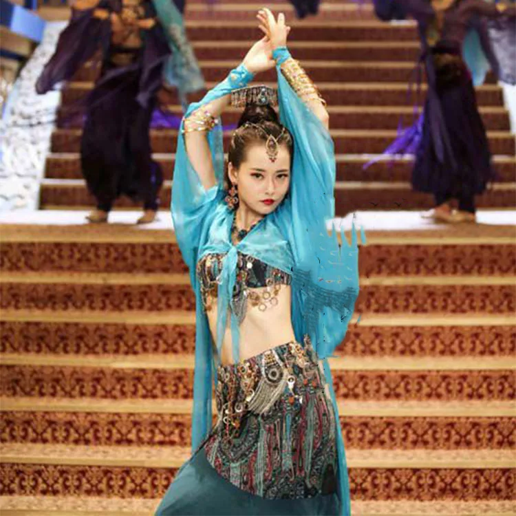 The Plum Flower Cui Nong Blue Dance Costume Exotic Style Newest TV Play Border-Town Prodigal Performance Hanfu