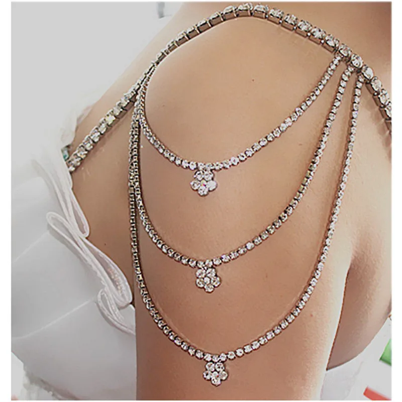 metal rhinestone diamond shoulder strap underwear pectoral girdle Bra Wedding accessories high - grade diamond shoulder Straps