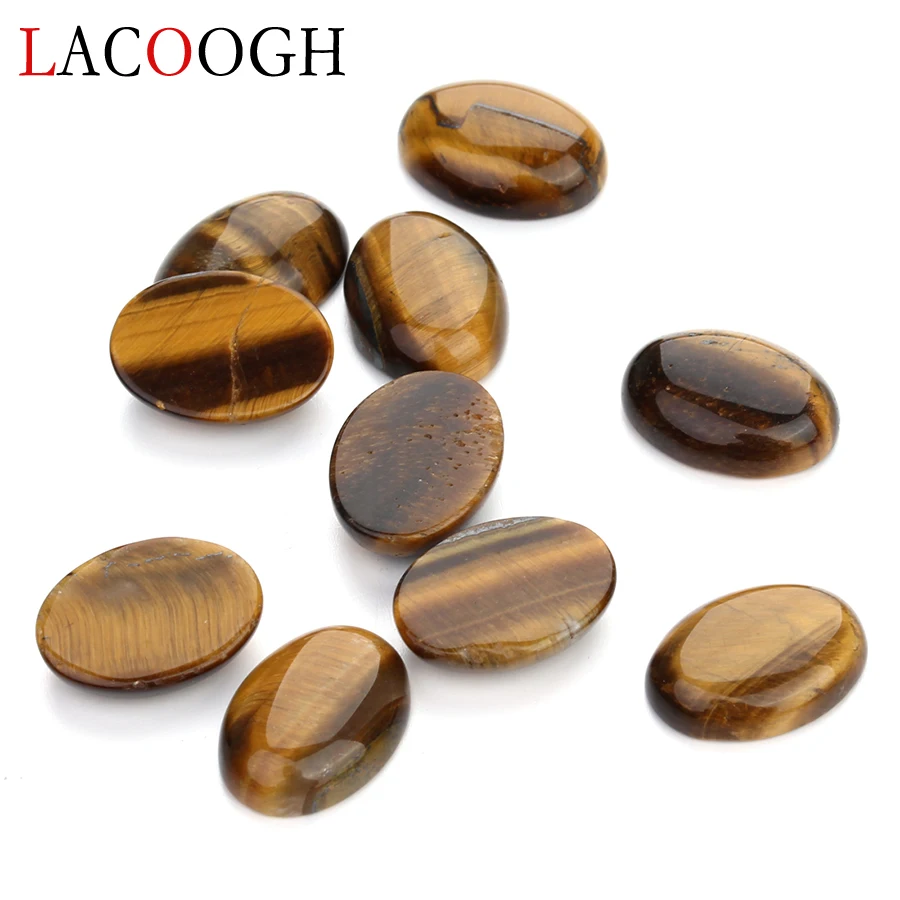 Fashion Bulk 10pcs/lot 10*14mm Round Flatback Tiger Eye Bead Cabochons Beads Natural Stone Beads for DIY Jewelry Making Supplies