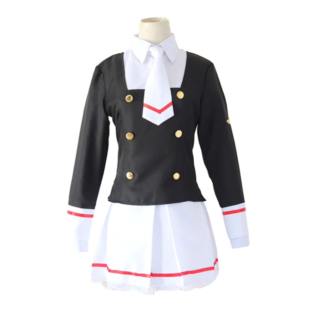 Brdwn Cardcaptor Sakura CLEAR CARD Womens Kinomoto Sakura Cosplay Costume School Uniform(Top+Skirt+Shirt+Tie)