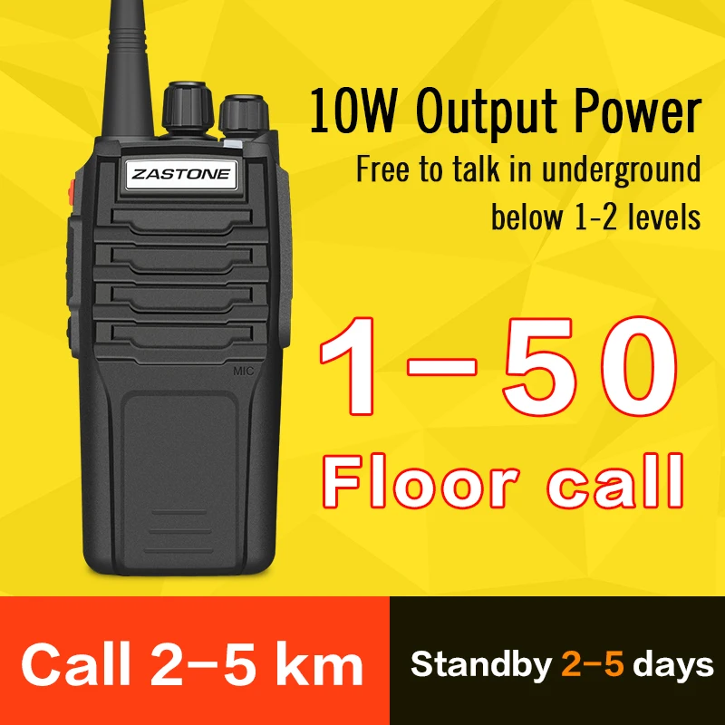 2PCS 10W Radio Zastone A9 UHF 400-480MHz Two Way Radio Walkie Talkie Portable Equipment Communicator