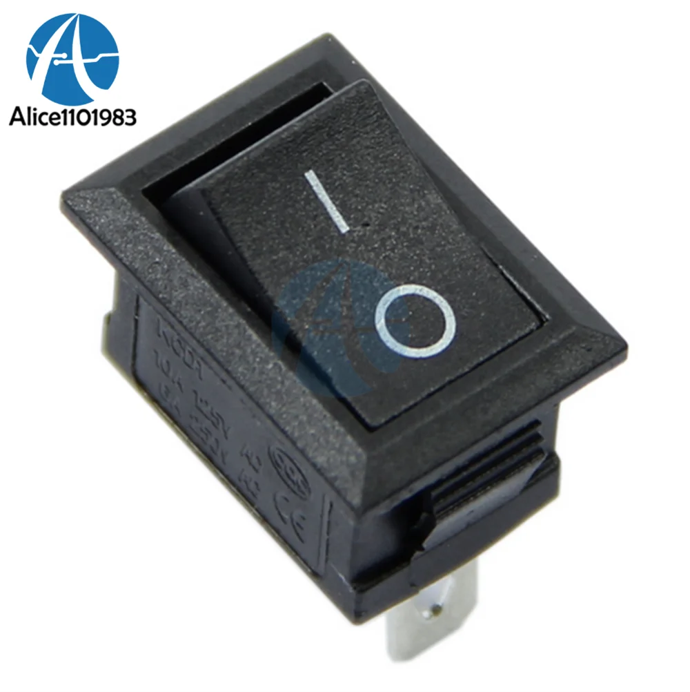 5PCS AC 6A/250V 10A/125V 3 Pin Terminal Snap-in On-Off Boat Switch Black Rocker Boatlike Switch 3Pin 3-Pin