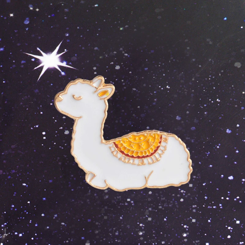 Cute Baby Llama Enamel Pin Cartoon White Alpaca Lovely Animal Brooches Lapel Backpack Clothing Badge Jewelry Gift For Women