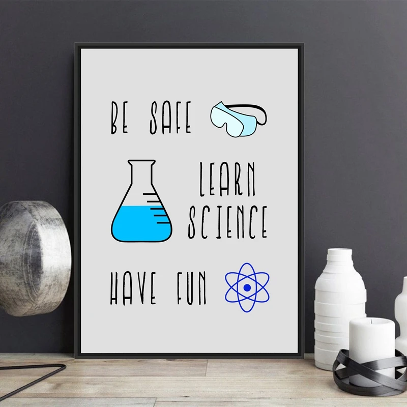 Chemistry Lab Safety Sign Art Canvas Print Poster , Chemistry Science Laboratory Canvas Painting Wall Picture Art Decor