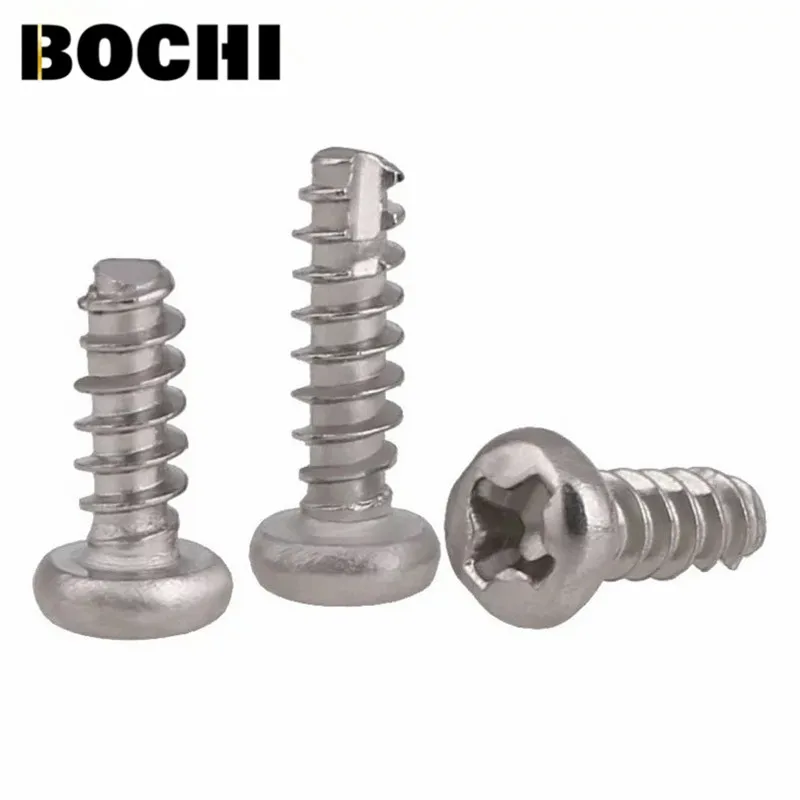 GB/T818 50PCS 304 stainless steel round head phillips coss notching cut tail self tapping screws M2 M2.3 M2.6 M3 screw