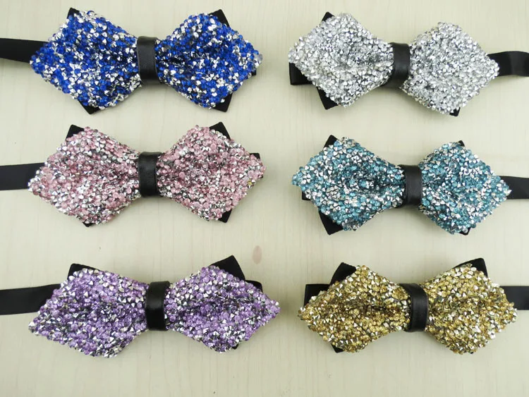 

Ms 2014 latest male bowtie metal rhinestone shining gem pointed bow tie stage flash for the groom bow tie