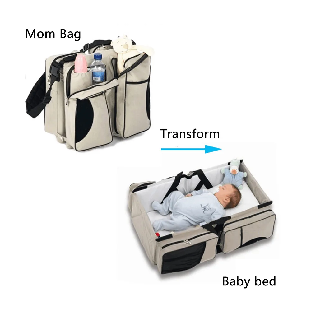 

Baby 3 In 1 Waterproof Baby Travel Crib Changing Diapers Foldable Mummy Shoulder Bag Baby Nappy Bag Bassinet Crib Diapers Tote