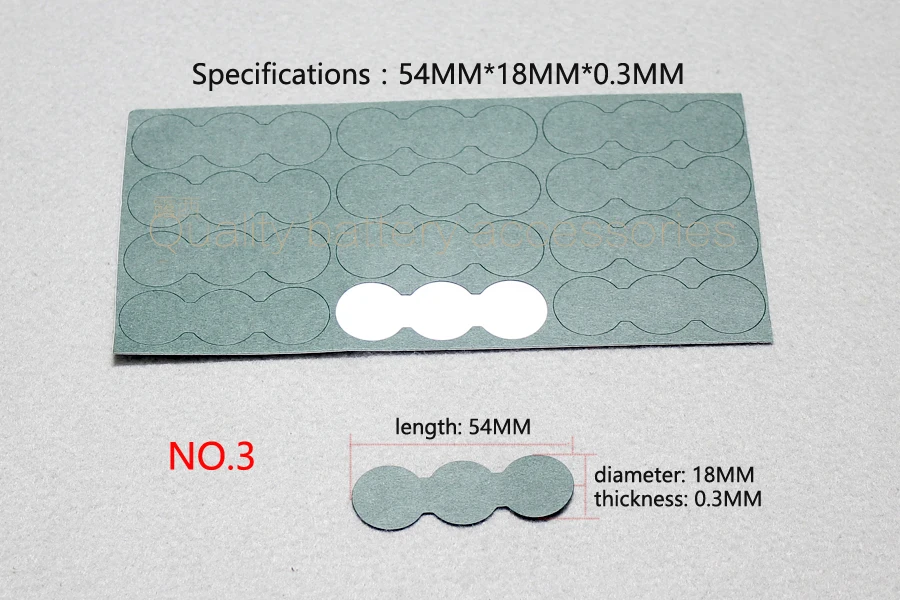 Paquete de batería de litio 18650 de 4 Union, almohadillas de aislamiento negativo, almohadilla de aislamiento de papel de barley de cabeza plana sólida, serie 6 y